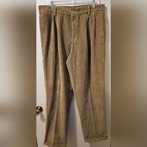 Vintage Dockers Lux Corduroy Pants Brown Pleated Cuffed Men's Size 36x34 NWT